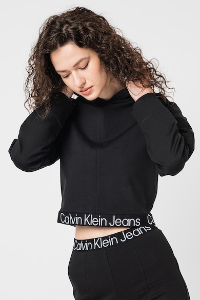 CALVIN KLEIN JEANS Късо худи с лого на подгъва Жени
