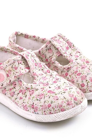 JoJo Maman Bebe Pantofi cu bareta in forma de T si model floral Fete