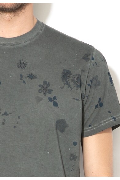 Diesel Tricou gri inchis cu imprimeu floral si aspect uzat Xena Barbati