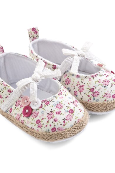 JoJo Maman Bebe Balerini tip espadrile albi cu model floral Fete