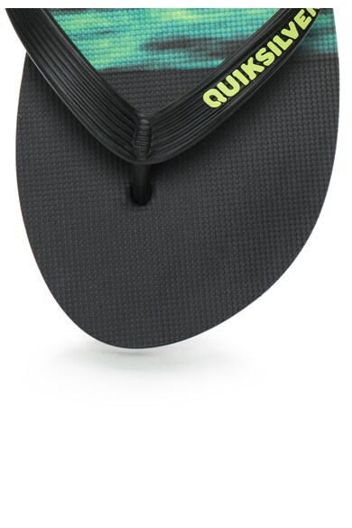 QUIKSILVER Papuci flip-flop negru cu verde si talpa imprimata Barbati