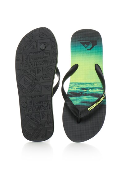 QUIKSILVER Papuci flip-flop negru cu verde si talpa imprimata Barbati