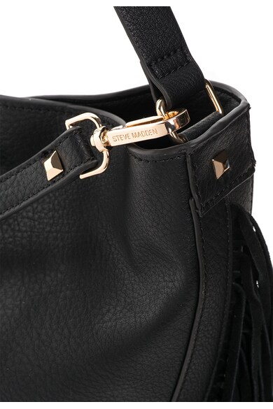 Steve Madden Geanta hobo neagra cu tinte si franjuri de piele intoarsa Libra Femei