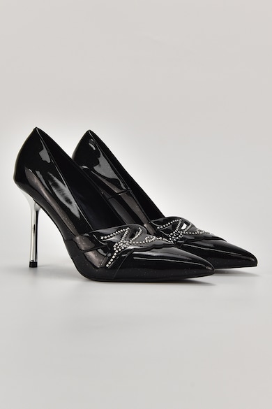 Karl Lagerfeld Tűsarkú logós lakkbőr cipő női