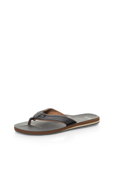 QUIKSILVER Papuci flip flop maro inchis din piele sintetica Carver Barbati