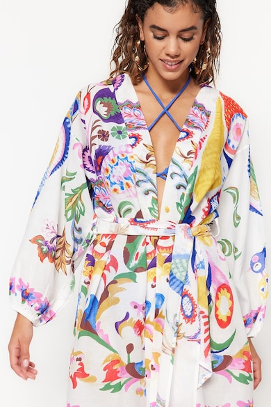 Trendyol Mintás pamut kimonó női