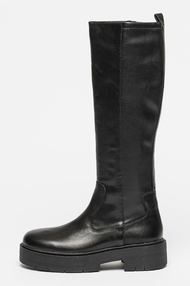 Cizme lungi de piele si piele ecologica Spherica - Negru