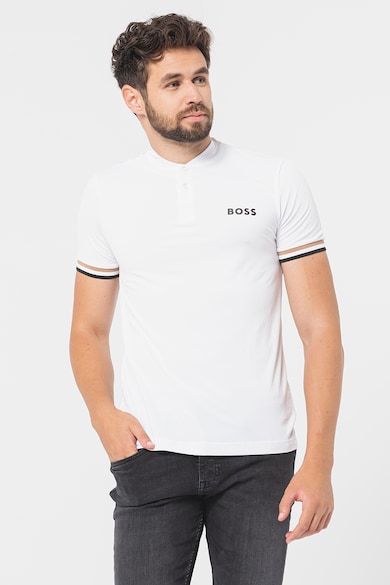 BOSS Тениска Pariq с цепка с копчета и лого Мъже