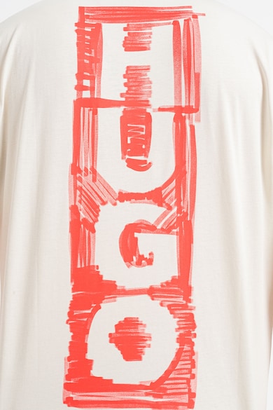 HUGO Памучна тениска Danden с лого на гърба Мъже
