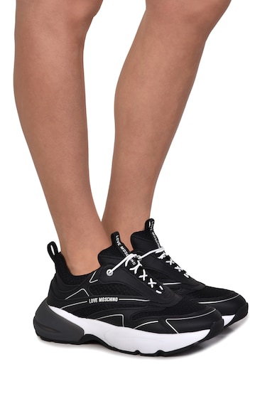 Love Moschino Кожени спортни обувки с мрежести зони Жени