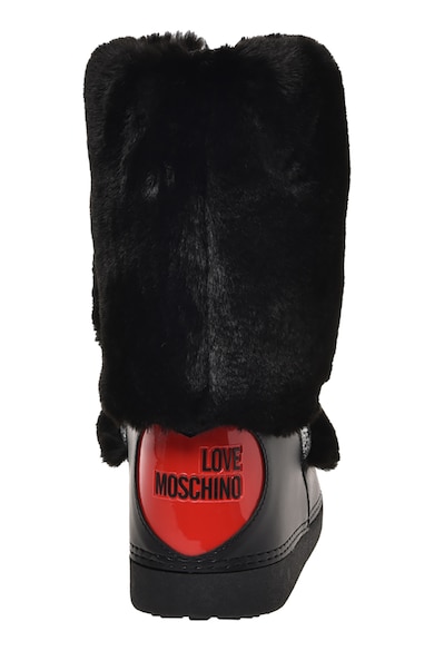 Love Moschino Logós lábszárközépig érő csizma műszőrme szegélyekkel női