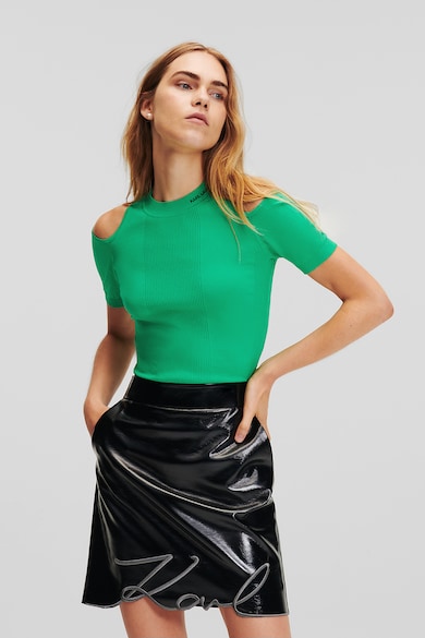 Karl Lagerfeld Рипсена тениска с отвори Жени