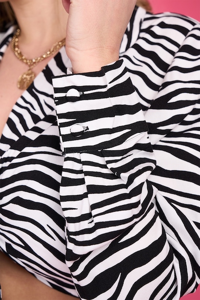 GODEEA Rochie cu imprimeu zebra si decupaj frontal Zebdr Femei