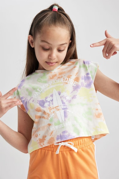 DeFacto Kerek nyakú póló batikolt mintával Lány