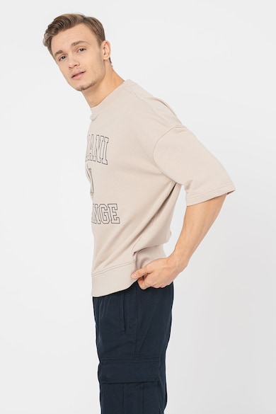 ARMANI EXCHANGE Уголемен пуловер с къси ръкави и лого Мъже