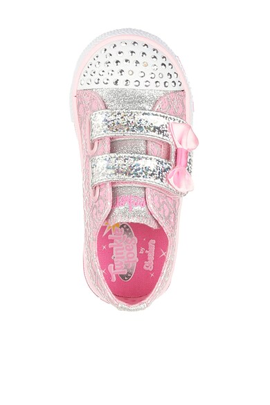 Skechers Tenisi roz cu argintiu si LED-uri Glitter Pop Fete