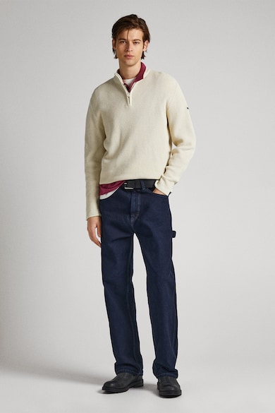 Pepe Jeans London Памучен пуловер с къс цип Мъже