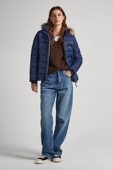Pepe Jeans London Vízlepergető bélelt télikabát levehető kapucnival női