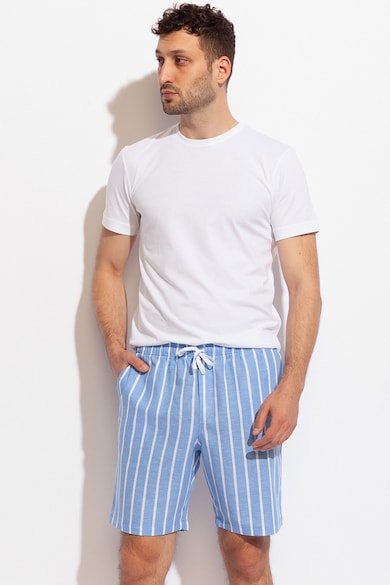 Sofiaman Pantaloni scurti de pijama din amestec de in, cu dungi Barbati