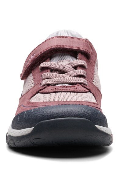 Clarks Pantofi sport de piele cu velcro si insertii textile Steggy Stride Fete