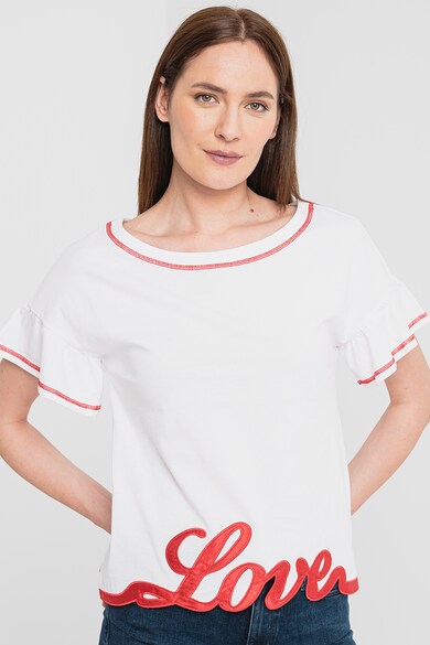 Love Moschino Памучна тениска с контрастно лого Жени