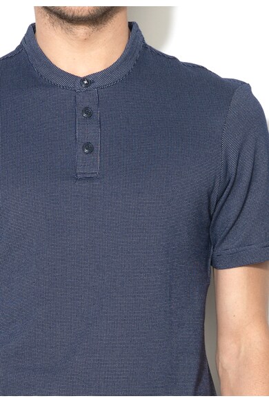 BENCH Tricou henley bleumarin cu alb cu model discret Barbati