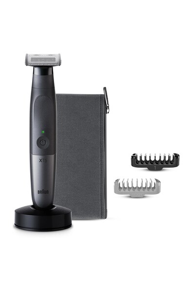 Braun Aparat hibrid de barbierit si tuns barba  Series X XT5300 Wet&Dry, Lama 4D, 6 piepteni, 1 capac de protectie, autonomie 45 minute, Husa ,Suport de incarcare, Negru Barbati