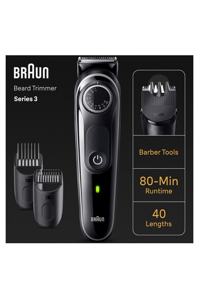 Braun Aparat de tuns barba  Beard Trimmer BT3 Wet&Dry, buton rotativ de precizie Barbati