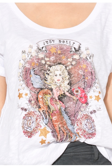 JUST CAVALLI Tricou alb cu imprimeu Dolly Parton Femei