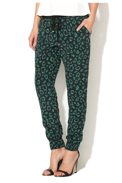 Juicy Couture Pantaloni negri de matase cu model verde Femei