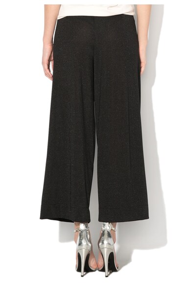 JUST CAVALLI Pantaloni crop negri cu croiala ampla si aspect stralucitor Femei