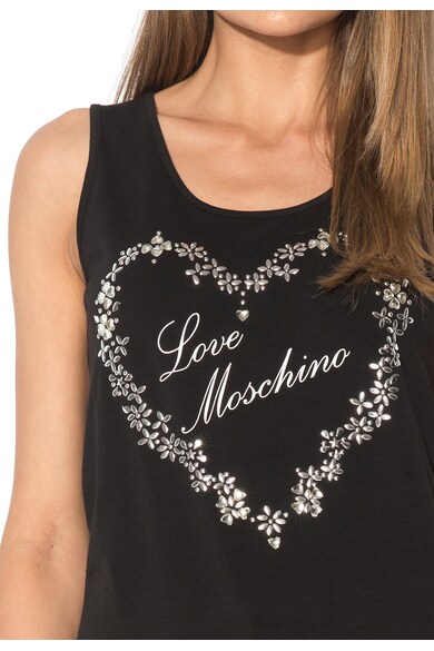 Love Moschino Top lung negru cu strasuri Femei