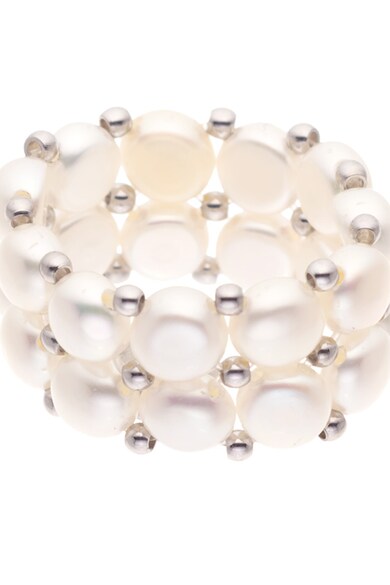 Perles Addict Inel alb din perle cu 2 randuri Femei