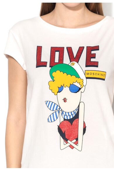 Love Moschino Tricou alb cu imprimeu Femei