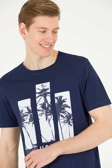 U.S. Polo Assn. Kerek nyakú trópusi mintás póló logóval férfi