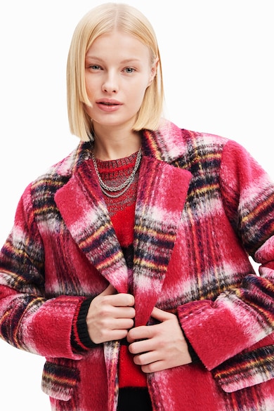 DESIGUAL Palton din amestec de lana cu model in carouri Femei
