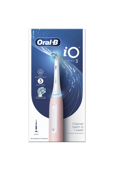 Oral-B Periuta de dinti electrica  iO3 cu Tehnologie Magnetica si Micro-Vibratii, Senzor de presiune Smart, 3 moduri, 1 capat, Trusa de calatoriea Femei