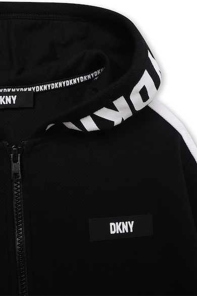 DKNY Kapucnis cipzáros pulóver kontrasztos csíkokkal Fiú