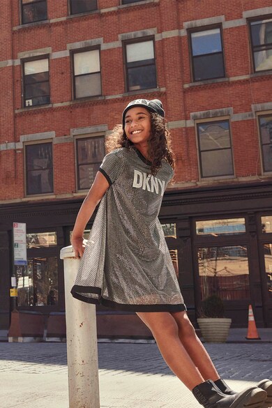 DKNY Рокля с лого и мрежесто покритие Момичета