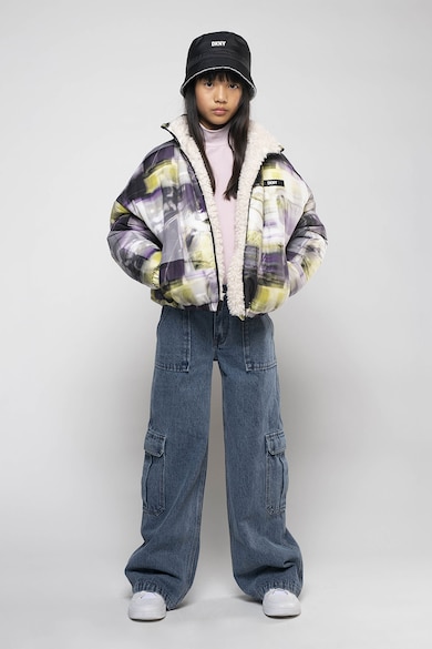 DKNY Kifordítható télikabát levehető kapucnival Lány