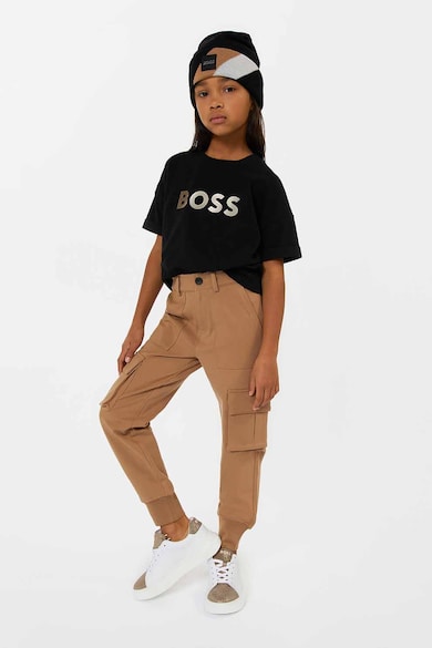 BOSS Kidswear Kerek nyakú logómintás póló Lány