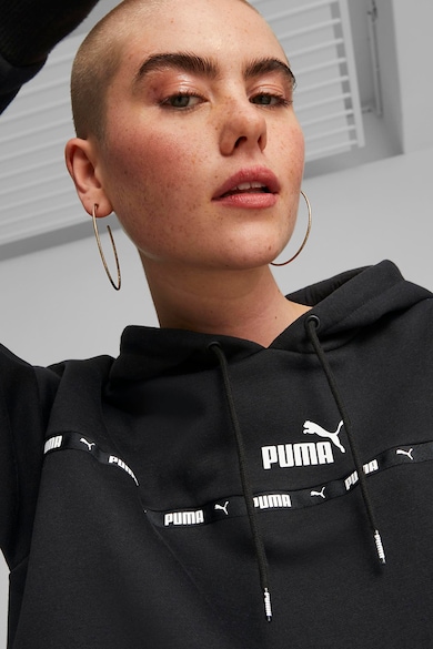 Puma Power Tape bő fazonú kapucnis crop pulóver logós részlettel női
