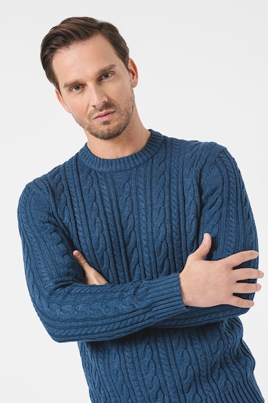 Esprit Kerek nyakú pulóver csavart kötésmintájú részletekkel férfi