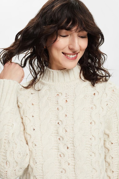 Esprit Csavart kötésmintás gyapjútartalmú pulóver női