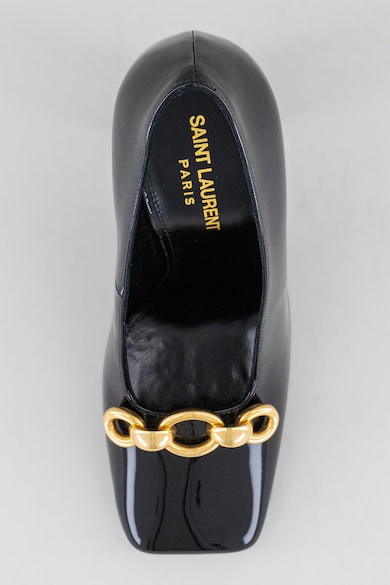 Saint Laurent Pantofi de piele lacuita cu toc masiv Swing Femei