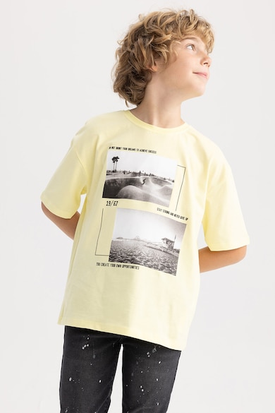 DeFacto Tricou din bumbac cu imprimeu foto Baieti