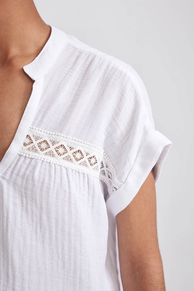 DeFacto Bluza din bumbac cu detalii cu perforatii Femei