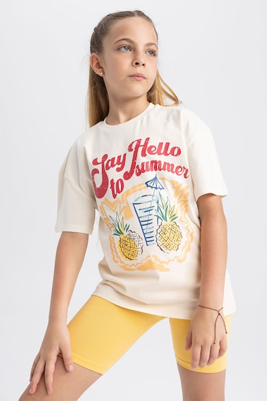 DeFacto Памучна тениска с овално деколте Момичета