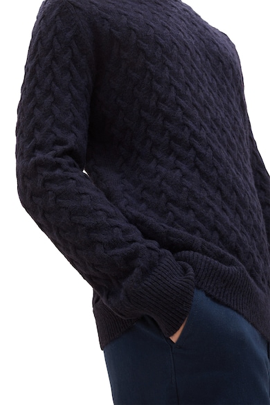 Tom Tailor Релефен пуловер с овално деколте Мъже