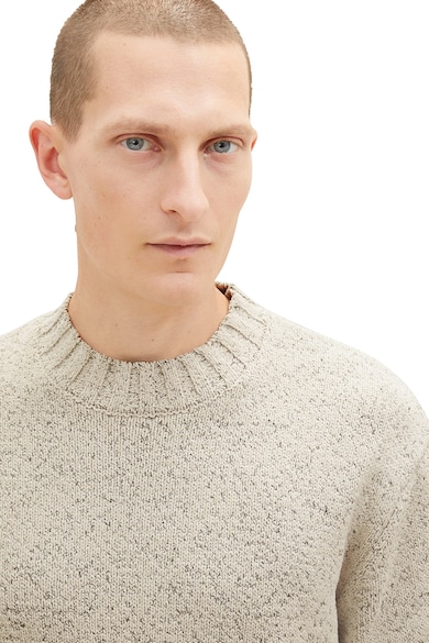 Tom Tailor Kerek nyakú pulóver bordázott részletekkel férfi